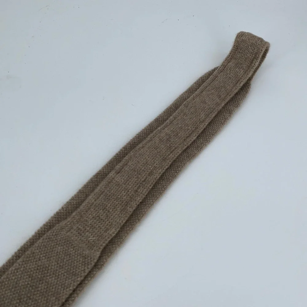 Eton Tie Mens Cashmere Knitted Skinny Slim Beige One Size Necktie Italy Made NWT